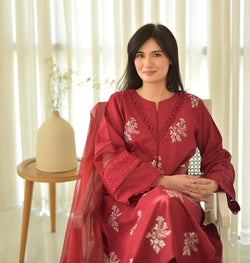 HORIYA MEHROON CORD SET