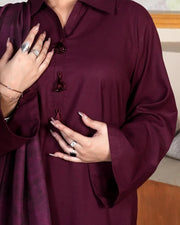 SOLID MEHROON DHANAK SET