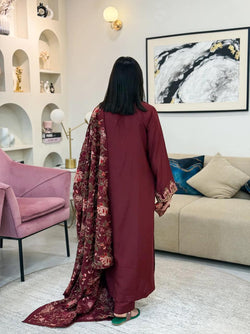 INAYA DHANK HEAVY EMB SHAWL 3PC