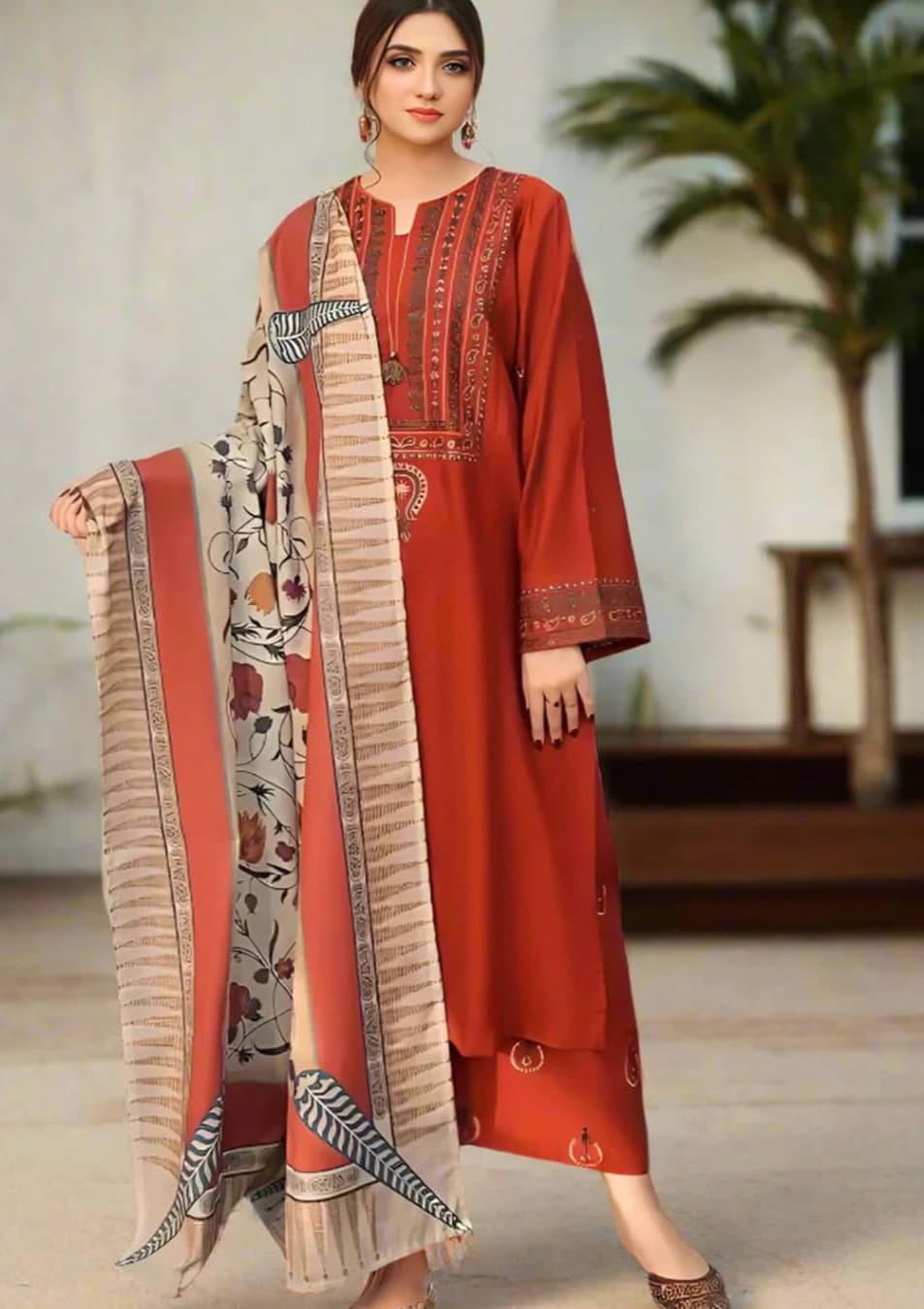 UROOJ EMB 3Pc With Shawl