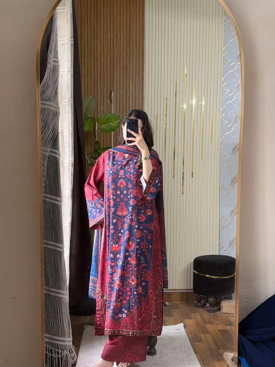 Gulnaar — Premium Printed Kaftan 3PC Suit
